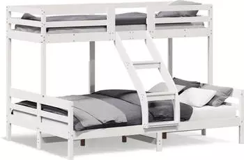 vidaXL Etagenbett 80x200/140x200 cm Weiß Massivholz Kiefer (3207166)
