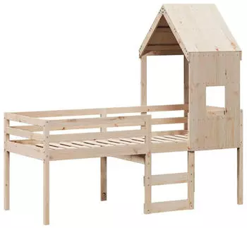 vidaXL Hochbett mit Dach 90x200 cm Massivholz Kiefer (3282013)