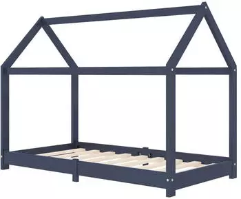 vidaXL Kinder-Bettgestell Grau Massivholz Kiefer 70 x 140 cm (283352)