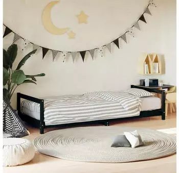 vidaXL Kinderbett Schwarz 90x190 cm Massivholz Kiefer (834404)