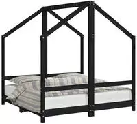 vidaXL Kinderbett Schwarz 2x(70x140) cm Massivholz Kiefer