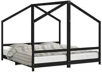 vidaXL Kinderbett Schwarz 2x(90x190) cm Massivholz Kiefer (3200600)