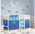 vidaXL Kinderhochbett mit Vorhängen Blau 90x190 cm Massivholz Kiefer (3283830)