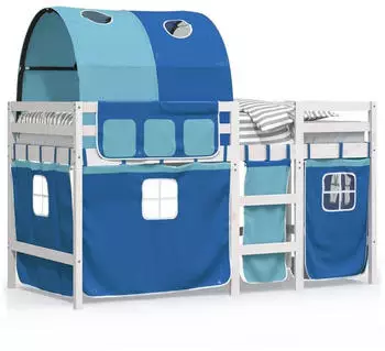 vidaXL Kinderhochbett mit Tunnel Blau 90x190 cm Massivholz Kiefer (3283857)