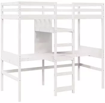 vidaXL Hochbett ohne Matratze Weiß 80x200 cm Massivholz Kiefer (3308545)