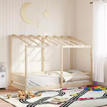 vidaXL Kinderbett mit Dach Wei&szlig; 80x200 cm Massivholz Kiefer (847004)