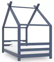 vidaXL Kinder-Bettgestell Grau Massivholz Kiefer 80x160 cm