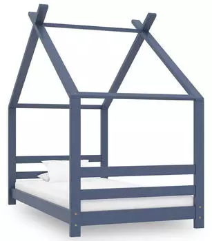 vidaXL Kinder-Bettgestell Grau Massivholz Kiefer 80x160 cm (289614)
