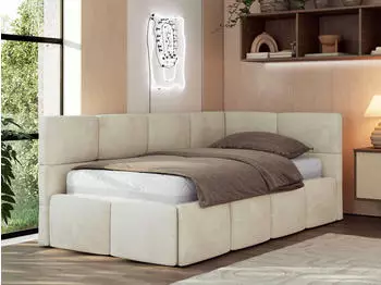 MKS Meble ARVO Jugendbett 90x200cm Polsterbett Bettkasten Beige Velvet