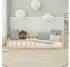 Homestyle4u Kinderbett Bodenbett Holz Natur 90x200cm mit Rausfallschutz (2837)
