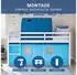 Homestyle4u Kinderhochbett 90x200 Weiß Holz mit Tunnel & Vorhang Blau (2997)