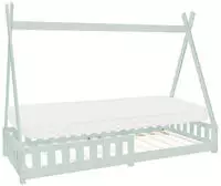 Kinderbett Tipi 90x200 Cm Mint Mit Matratze H:10cm, Rausfallschutz & Lattenrost,