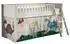 Vipack Scott Hochbett 90x200cm mit Leiter, Vorhang & Tunnel, Weiß/Beige Dino (93305646)