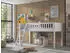 Vipack Scott Hochbett 90x200cm mit Leiter, Vorhang & Tunnel, Weiß/Beige Dino (93305646)