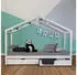 Homestyle4u Hausbett Kinderbett 90x200 Weiß Kiefer 2 Schubladen mit Matratze