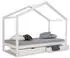 Homestyle4u Hausbett Kinderbett 90x200 Weiß Kiefer 2 Schubladen mit Matratze