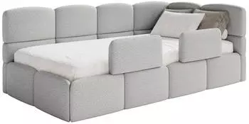 Selsey Cloudy Jugendbett 120x200cm Boucl&eacute; Hellgrau mit Bettkasten und 2 Rausfallschutz (CLOUDY)