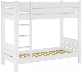 Erst-Holz Etagenbett Kiefer wei&szlig; 90x200 teilbar mit Rollrost & Bettkasten (60.16-09WT100S7)