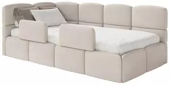 Selsey Cloudy Kinderbett 120x200cm Chenille Creme mit Bettkasten und 2 Rausfallschutz (CLOUDY)