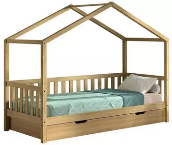 Vipack Dallas Hausbett Massivholz Eiche natur ge&ouml;lt 90x200cm (Dallas)