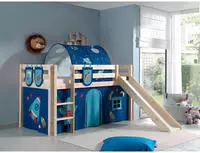 Vipack Hochbett "Pino, Spielbett massiv Kiefer, stabil gebaut, 3 Korpusfarben zur