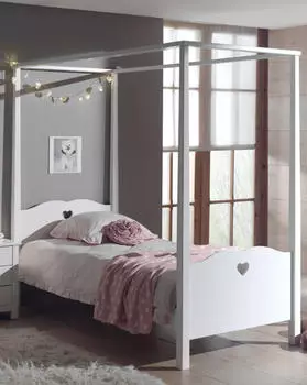 Vipack Amori Himmelbett 90x200cm, Holz, wei&szlig; lackiert (AMORI)