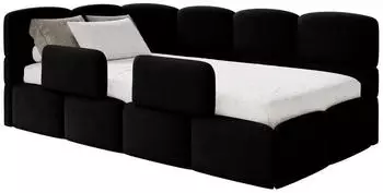 Selsey Cloudy Jugendbett 120x200cm Velours Schwarz mit Bettkasten und Rausfallschutz (CLOUDY)