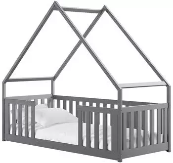 Mirjan24 Hausbett Kinderbett mit Rausfallschutz, Kiefer, 90x200cm