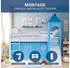 Homestyle4u Kinderhochbett 90x200 mit Rutsche, Turm, Vorhang, Lattenrost, Blau/Weiß, Kiefer (2993)