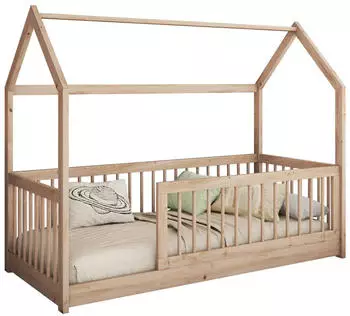 Mirjan24 Kinderbett Greta 90 Hausbett mit Rausfallschutz, Holz, 90x200cm