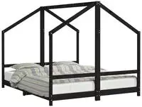 vidaXL Kinderbett Schwarz 2x(80x200) cm Massivholz Kiefer