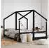 vidaXL Kinderbett Schwarz 2x(80x200) cm Massivholz Kiefer (3200588)