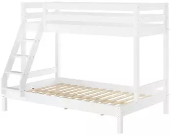 Erst-Holz Doppel-Etagenbett 120x200/80x200 Kiefer Massivholz wei&szlig; (V-60.18W-08-12)