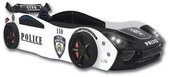 Aileenstore Autobett "Police" Kinderbett mit Sportsitzen & LED 90x200cm