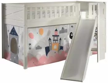 Vipack Scott Hochbett Kiefer massiv wei&szlig; lackiert, 90x200cm, mit Rutsch-/Leiterturm