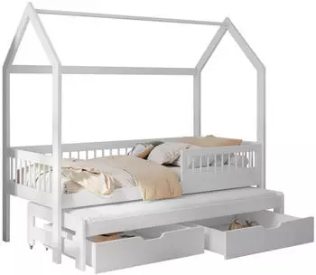 Mirjan24 Asher 90 Hausbett Kiefer 2 Schubladen, 90x200cm (Asher 90)