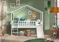 Vipack Hausbett "Kiefer massiv wei&szlig; lackiert, Made in Europe, stabil gebaut"...