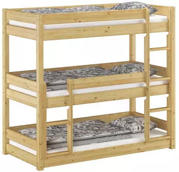 Erst-Holz Dreier-Etagenbett 90x200 Kiefer Massivholz (60.03-09)