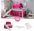 Homestyle4u Hochbett 90x200 Kinderbett Weiß/Pink mit Rutsche, Tunnel & Matratze (2584)