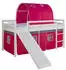 Homestyle4u Hochbett 90x200 Kinderbett Weiß/Pink mit Rutsche, Tunnel & Matratze (2584)