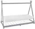 ML-Design Tipi Kinderbett 90x200cm Hellgrau, Kiefernholz, Matratze H16cm & Lattenrost