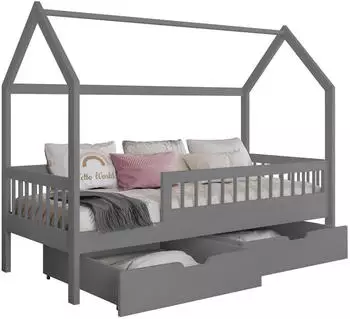 Mirjan24 Gaja 90 Kinderbett Hausbett mit 2 Schubladen, Holz, 90x200cm (Gaja 90)