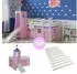 Homestyle4u Hochbett 90x200 mit Rutsche, Turm, Leiter und Vorhang, Rosa/Weiß (2553)