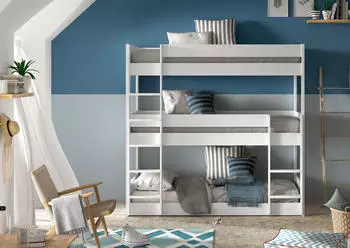 Vipack Etagenbett 3-Liegefl&auml;chen 90x200cm Kiefer massiv wei&szlig; (59389809-0)