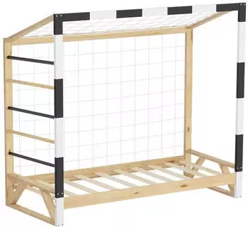 ML-Design Kinderbett Fu&szlig;balltor 80x160cm Kiefernholz mit Lattenrost & Kletterleiter (490016850)