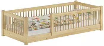 Erst-Holz Niedriges Bodenbett Kiefer massiv natur 80x180 (V-60.65-08-180)