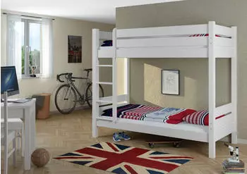 Erst-Holz Etagenbett Kiefer massiv 80x200cm waschweiß Nische 100cm (60.16-08W)