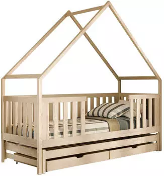 Mirjan24 Hausbett mit 2 Schubladen, Kiefer, 80x180cm, FSC 100%