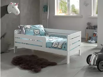 Vipack Junior Kinderbett Kiefernholz mit Absturzschutz & Rolllattenrost, wei&szlig; (92725668-0)