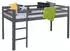 Homestyle4u Hochbett 90x200 Kinder mit Treppe, Lattenrost & Matratze, Grau (2257)